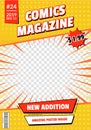 Comic Book Cover Page Empty Template Mockup Design. Vector Royalty Free Stock Photo