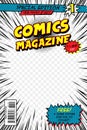 Comic book cover retro. Book title page, funny superhero magazine isolated vector template. Vector illustration. Royalty Free Stock Photo