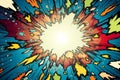 Comic book explosion background. Pop art style. Vector illustration - Ai Generated Royalty Free Stock Photo