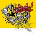 Comic book explosion - broken windows Royalty Free Stock Photo