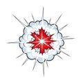 Comic Book Explosion Burst with Red Center and Dynamic Clouds Royalty Free Stock Photo