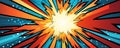 Comic book explosion illustration, radial lines emanating from a central flash. Features a vibrant burst of blue, red, orange Royalty Free Stock Photo