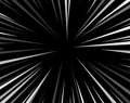 Comic book explosion superhero pop art style black and white radial lines background. Manga or anime speed frame Royalty Free Stock Photo