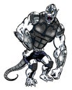 Comic book illustrated alien gorilla character with a tail