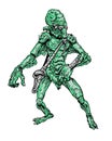 Comic book illustrated alien invader Royalty Free Stock Photo