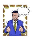 Comic book illustrated angry manager with dialogue balloon