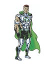 Comic book illustrated recycle super hero with symbol Royalty Free Stock Photo