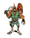 Comic book illustrated rooster of vengeance character Royalty Free Stock Photo