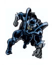 Comic book illustrated shadow knight hero in action pose