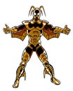 Comic book illustrated stinger character in armor suit Royalty Free Stock Photo