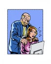 Comic book illustrated workplace sexual harassment manager