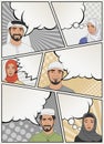 Comic book page with muslim people talking.