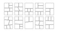 Comic book panels set. Manga collage blank template. Storyboard layout panel. Empty page line frame for photo collage Royalty Free Stock Photo