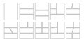 Comic book panels set. Manga collage blank template. Storyboard layout panel. Empty page line frame for photo collage Royalty Free Stock Photo