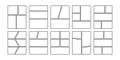 Comic book panels set. Manga collage blank template. Storyboard layout panel. Empty page line frame for photo collage Royalty Free Stock Photo