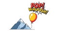 Comic Book Pop Art Illustration with Balloon and Mountain Royalty Free Stock Photo
