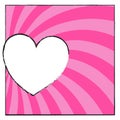 Comic book pop art page element template with pink stripes. Blank white dialog window. Romantic background with heart speech bubbl