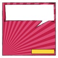 Comic book pop art page element template with red stripe on red background. Blank dialog window, speech bubble template. Vector il