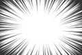 Comic book radial lines background. Manga speed frame. Explosion vector illustration. Star burst or sun rays abstract backdrop Royalty Free Stock Photo