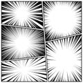 Comic book radial lines collection. Comics background with motion, speed lines. Vector illustration.