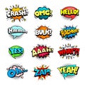 Comic book sound bubbles set, cool blast and crash sound effect Royalty Free Stock Photo