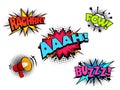 Comic book sound effect speech doodle bubbles, marveling and enjoying expressions Royalty Free Stock Photo