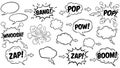 Comic Book Sound Effects and Speech Bubbles - Black and White Vector Elements Royalty Free Stock Photo