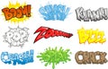 Comic book sounds effects Onomatopoeia cartoon set