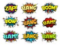 Comic book speech bubbles, cool blast and crash sound effect Royalty Free Stock Photo