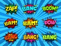 Comic book speech bubbles, cool blast and crash sound effect Royalty Free Stock Photo