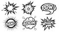 Comic book speech bubbles and explosion effects set Royalty Free Stock Photo