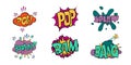 Comic book speech bubbles onomatopeia expression letters