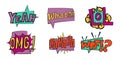 Comic book speech bubbles onomatopeia expression letters