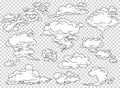 Comic book steam clouds set. Cartoon white smoke vector Illustration. Fog flat isolated clipart for design, effects and Royalty Free Stock Photo