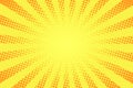 Comic book style background. Halftone texture, vintage dotted background in pop art style. Retro sun rays, sunbeams Royalty Free Stock Photo