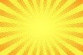 Comic book style background. Halftone texture, vintage dotted background in pop art style. Retro sun rays, sunbeams