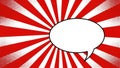 Comic book style background with red and white sunburst pattern and blank speech bubble Royalty Free Stock Photo