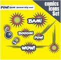 Comic book style bombs boom bam wow pow ops explode