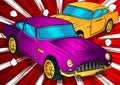 Comic book style, cartoon vector illustration of a cool sports car