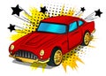 Comic book style, cartoon vector illustration of a cool sports car Royalty Free Stock Photo