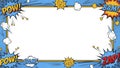 Comic Book Style Empty Frame with Sound Effects and Explosions Royalty Free Stock Photo