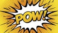 Comic book style explosion with POW text on a yellow background with halftone dots Royalty Free Stock Photo