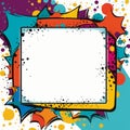 comic book style frame with colorful splatters on a white background Royalty Free Stock Photo