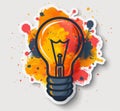 Comic book-style light bulb with vibrant splashes and explosion effect Royalty Free Stock Photo