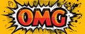 Comic book style 'OMG' text with bold colors and explosive effects Royalty Free Stock Photo
