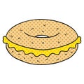 comic book style quirky cartoon cheese bagel