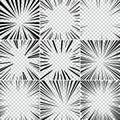 Comic book superhero pop art style black and white radial lines background. Manga or anime speed frame. Royalty Free Stock Photo