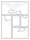 Comic book template for Drawing Stories with halftone effects and speech bubbles Royalty Free Stock Photo
