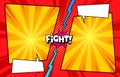 Comic book versus fight template background, halftone print texture Royalty Free Stock Photo