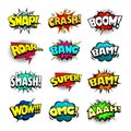 Comic book sound bubbles set, cool blast and crash sound effect Royalty Free Stock Photo